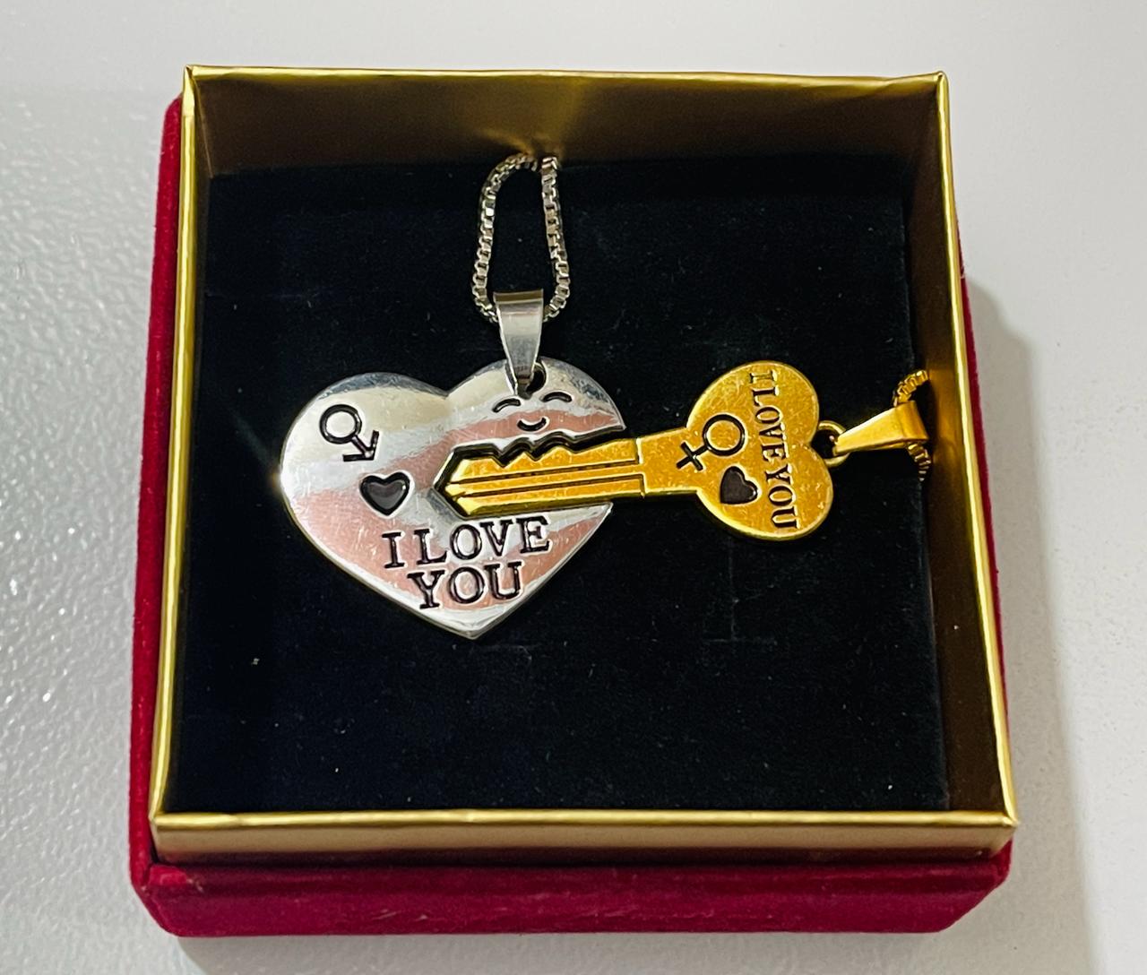 Heart And Key Couple Necklace